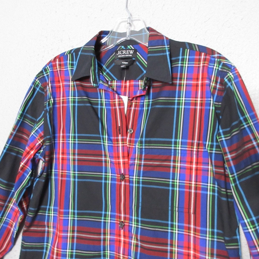 J Crew Garcon Top 00 Stewart Tartan Plaid Poplin Button Holiday‎ Organic Cotton